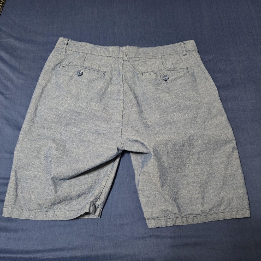 Rustic Blue Shorts Mens 38 Blue 100% Cotton Chino Denim Flat Front Summer Casual - Picture 7 of 8